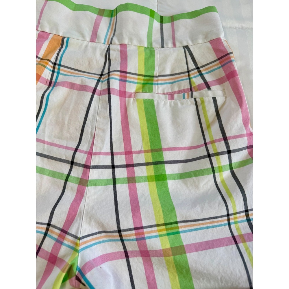 Vintage (1990)Liz Claiborne Cotton Bermuda Golf shorts Pastel Plaid SZ 10 - Picture 4 of 4